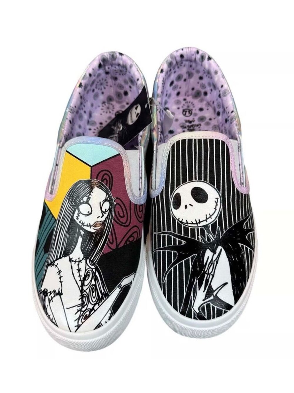 NEW Nightmare Before Christmas Jack & Sally Slide Slip-On Sneakers Women 9.5
